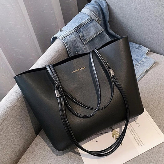 Vintage Women Tote Bag Large Capacity Shoulder Bag Soft Leather Top-Handle Bag Winter New Lady Handbag Shopping Tote Purse Sac