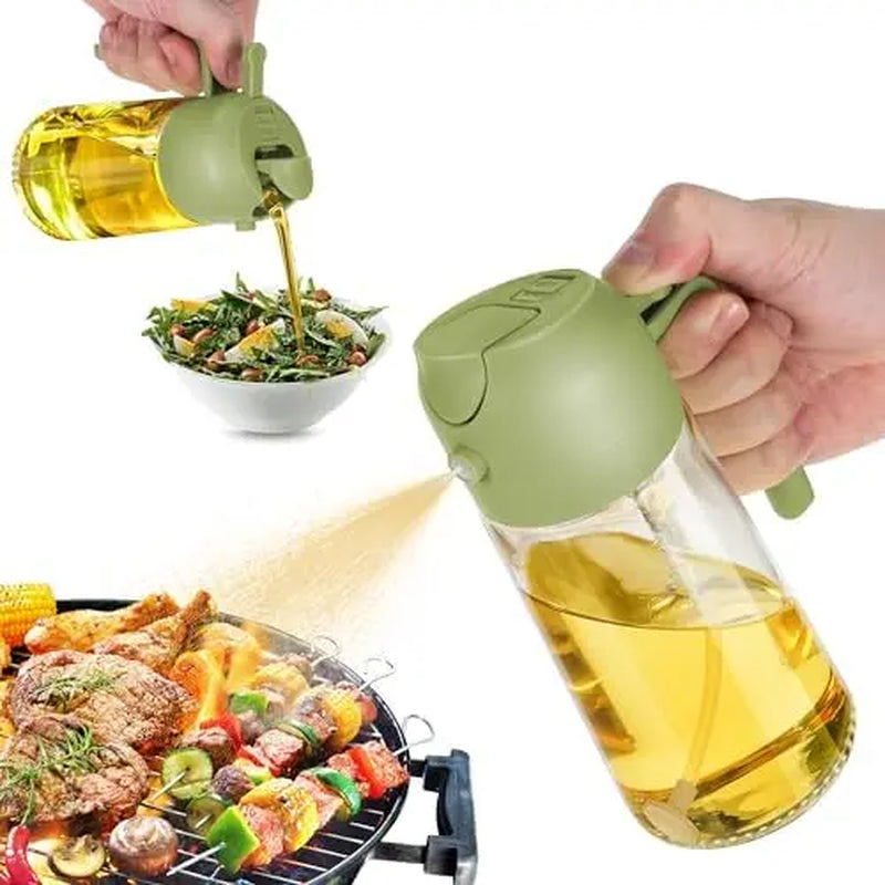 GJ 16Oz Oil Dispenser Bottle for Kitchen - 2 in 1 Olive Oil Dispenser and Oil Sprayer - 470Ml Olive Oil Bottle - Oil Sprayer for Cooking, Kitchen, Salad, Barbecue Black