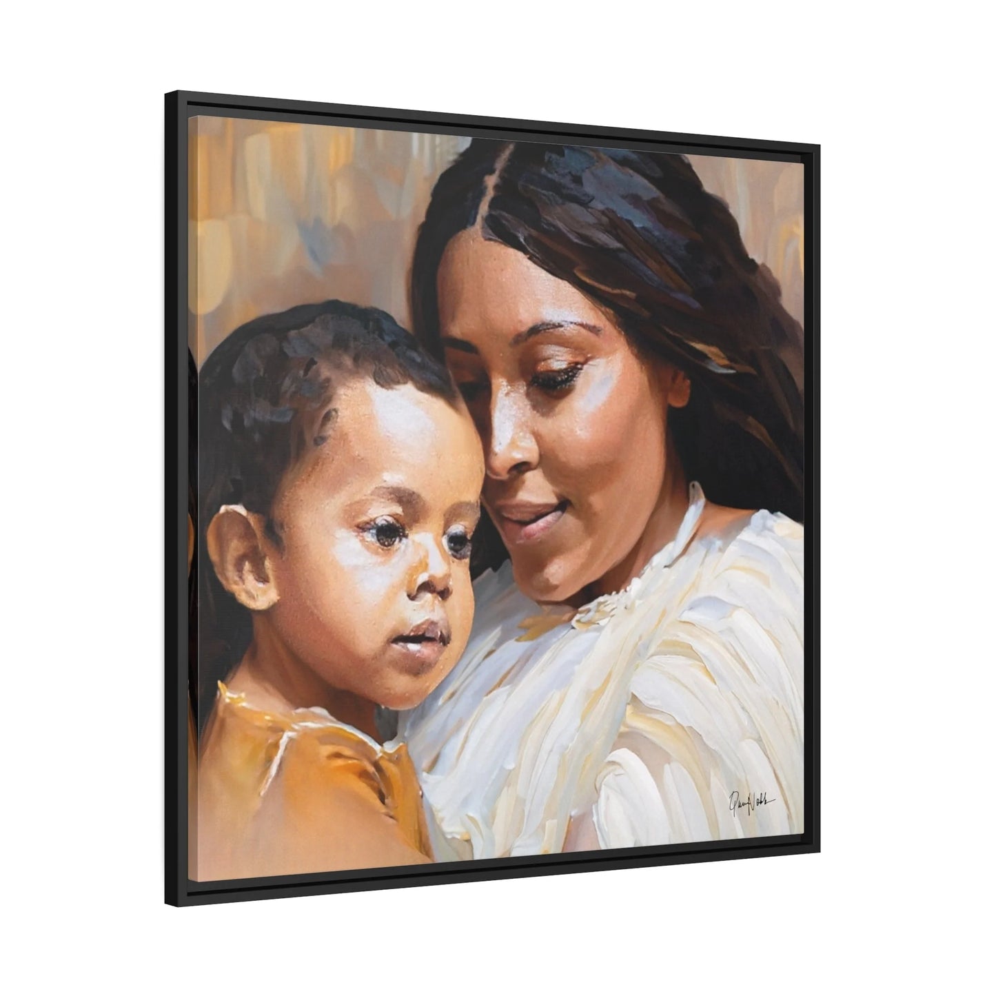 Mother and Child Portrait 2 Canvas Wall Art with Frame - Queennoble