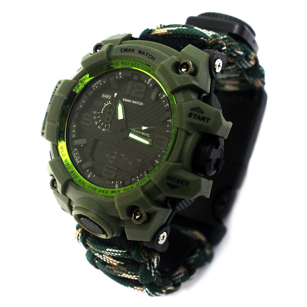 Outdoor Waterproof Multifunctional Climbing Watch Parachute Cord Unisex Emergency Survival Watch