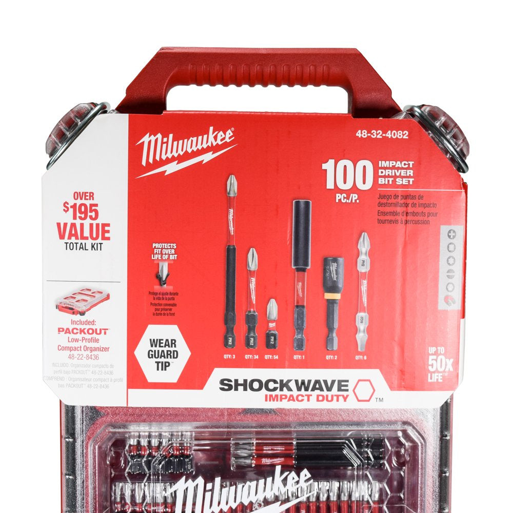 48-32-4082 SHOCKWAVE Impact Duty Alloy Steel Screw Driver Bit Set with PACKOUT Case (100-Piece)