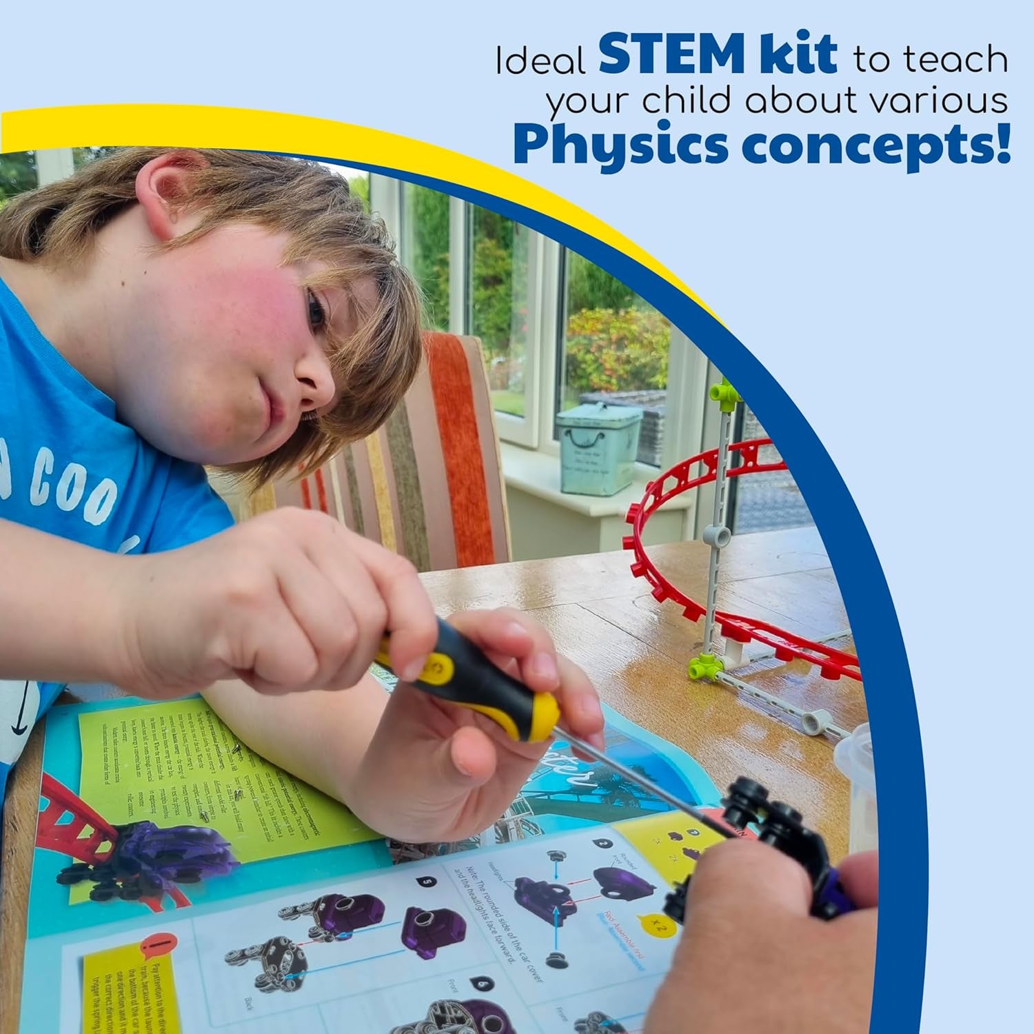 Roller Coaster Engineering STEM Kit | Design, Build, Experiment W/ Working Roller Coaster Models | Explore Physics, Forces, Motion, Energy, Velocity & More | Solve Building Challenges