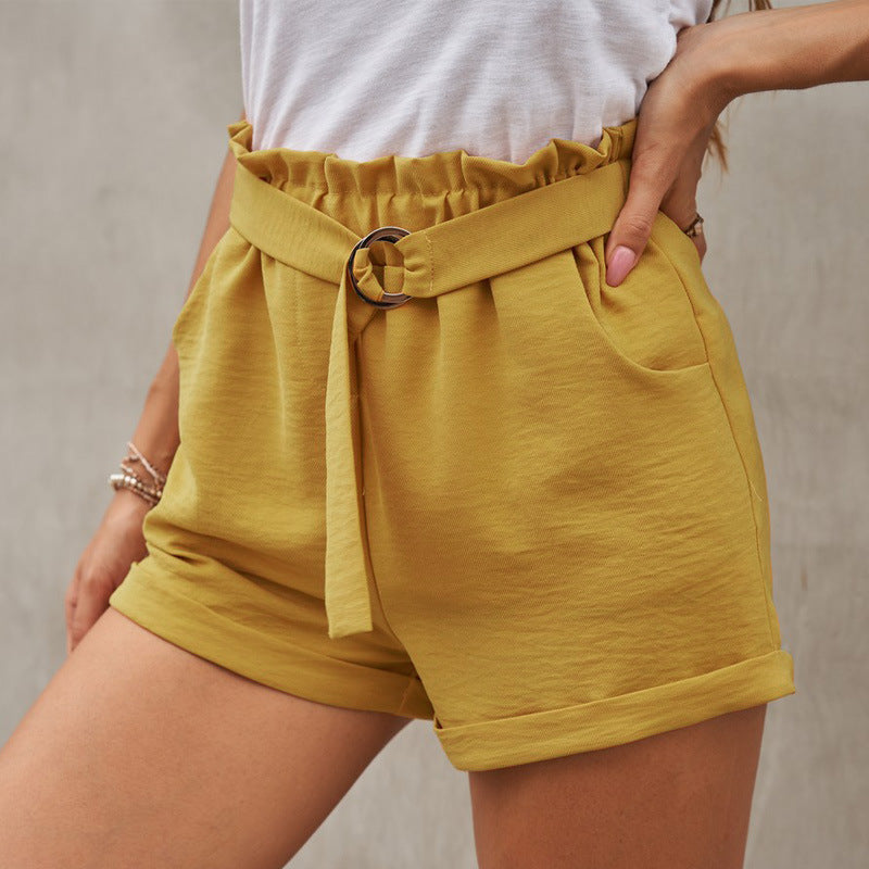 Tied High Waist Three-point Wide Leg Shorts