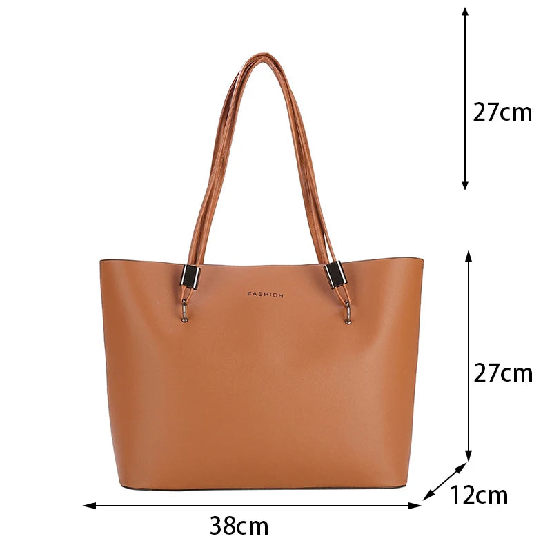 Vintage Women Tote Bag Large Capacity Shoulder Bag Soft Leather Top-Handle Bag Winter New Lady Handbag Shopping Tote Purse Sac