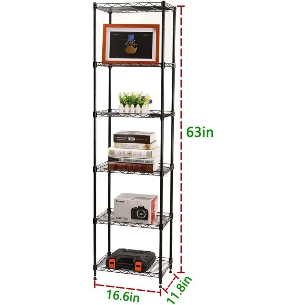 6 Wire Shelving Steel Storage Rack Adjustable Unit Shelves for Laundry Bathroom Kitchen Pantry Closet, Storage Organization