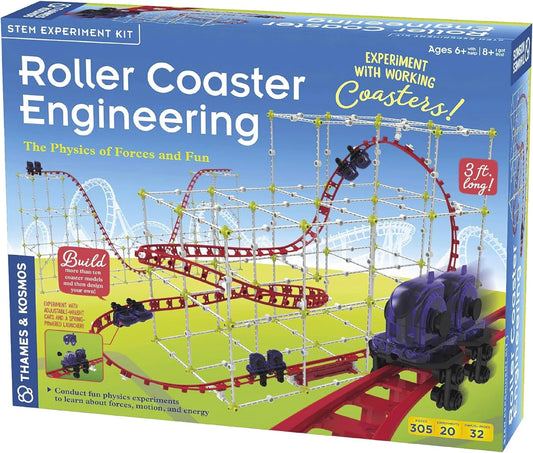 Roller Coaster Engineering STEM Kit | Design, Build, Experiment W/ Working Roller Coaster Models | Explore Physics, Forces, Motion, Energy, Velocity & More | Solve Building Challenges