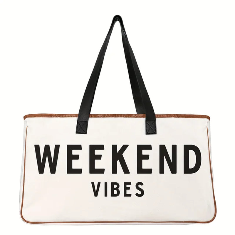 Canvas Bag, Tote Bag for Women or Men, Large Capacity Summer Beach Bag, Simple Letter Printed Handbags, Shopping Bag