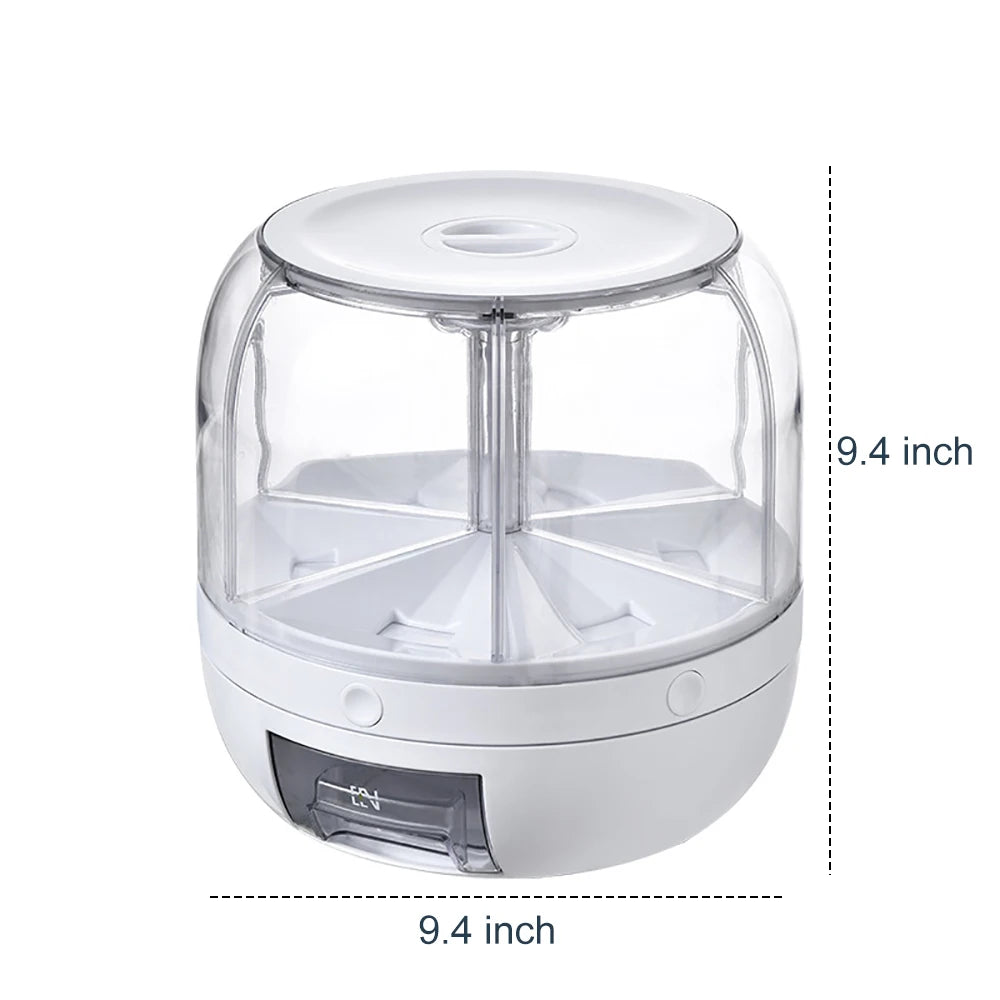 360 Degree Rotating Rice Dispenser Sealed Dry Cereal Grain Bucket Dispenser Moisture-Proof Kitchen Food Container Storage Box