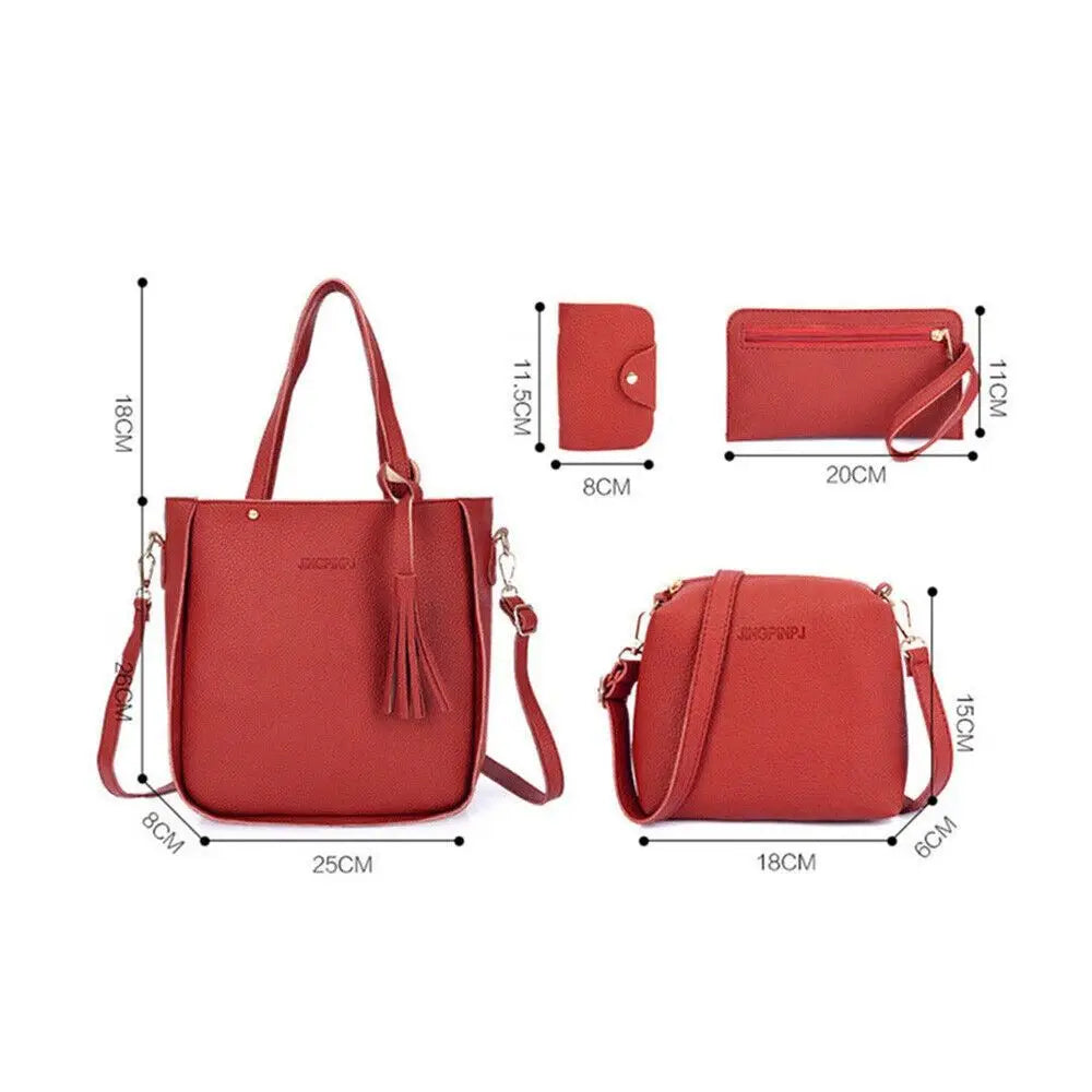 4Pcs/Set Crossbody Bags Women Bag Set Pattern Leather Shoulder Bags Purse Ladies PU Crossbody Bag