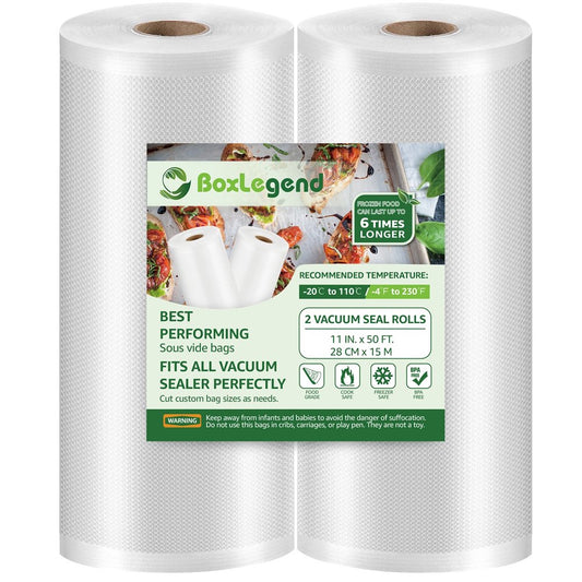 2 Rolls 11''X50'Food Saver Vacuum Sealer Bags Rolls,Seal a Meal Bags, Food Saver Bags Rolls Food Storage Bags