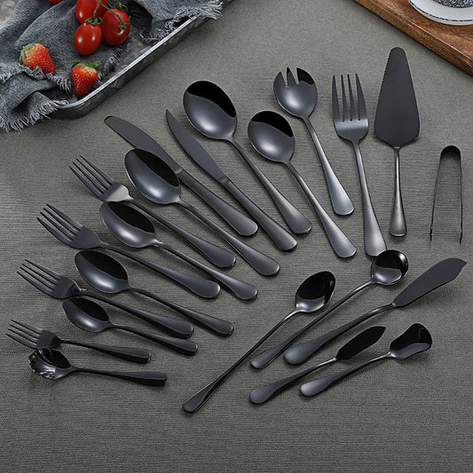 Stainless Steel Cutlery Set Titanium-Plated Black Four-Piece Cutlery