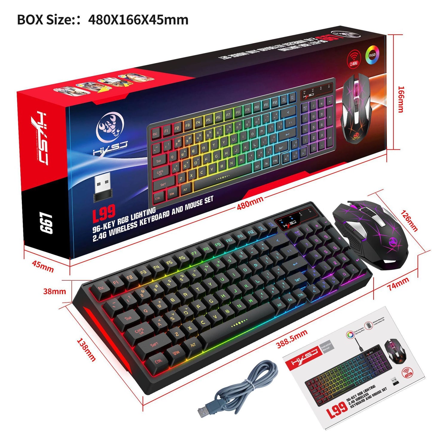 L99 Wireless Rechargeable 2.4G Keyboard And Mouse Film Set