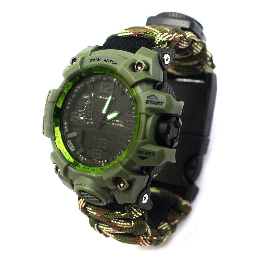 Outdoor Waterproof Multifunctional Climbing Watch Parachute Cord Unisex Emergency Survival Watch