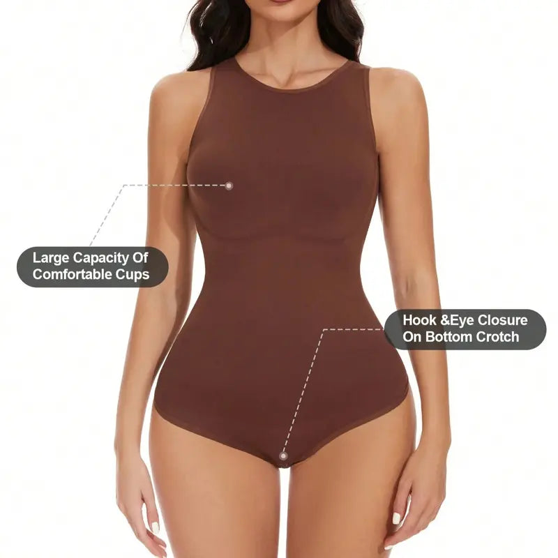 【Curlady】Bodysuit for Women Tummy Control—Shapewear Racerback Top Clothing Seamless Body Sculpting Shaper High Neck