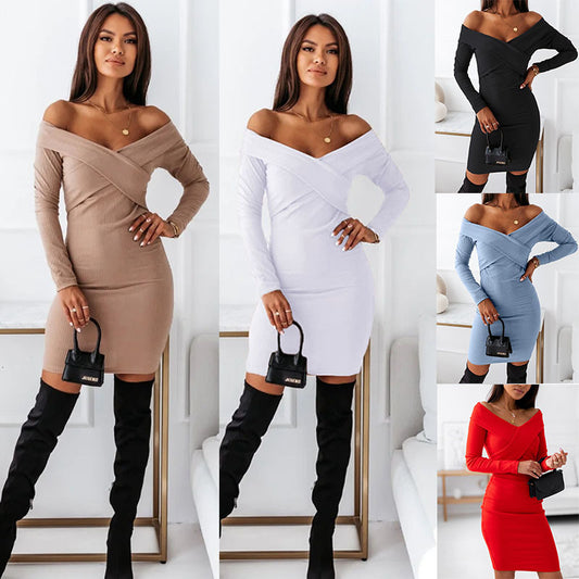 Women's Long Sleeve Off-the-shoulder Dress