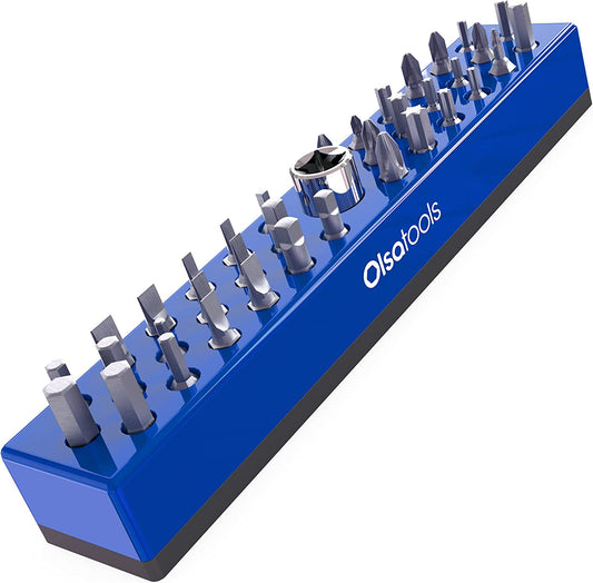 Hex Bit Organizer with Strong Magnetic Base | Magnetic Hex Bit Organizer for Your Specialty, Drill or Tamper Bits (Blue) | Magnetic Bit Holder | Hex Holder | Professional Grade