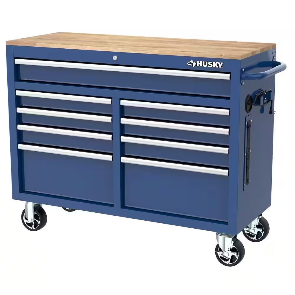 Tool Storage 46 In. W Gloss Blue Mobile Workbench Cabinet