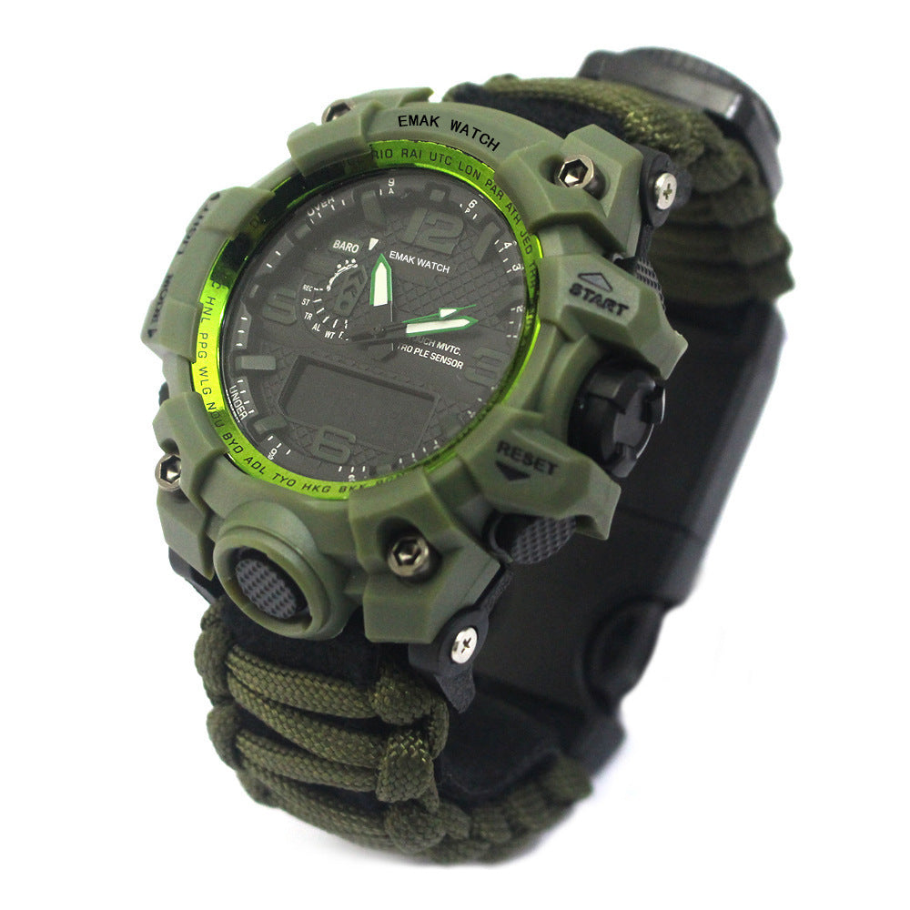 Outdoor Waterproof Multifunctional Climbing Watch Parachute Cord Unisex Emergency Survival Watch