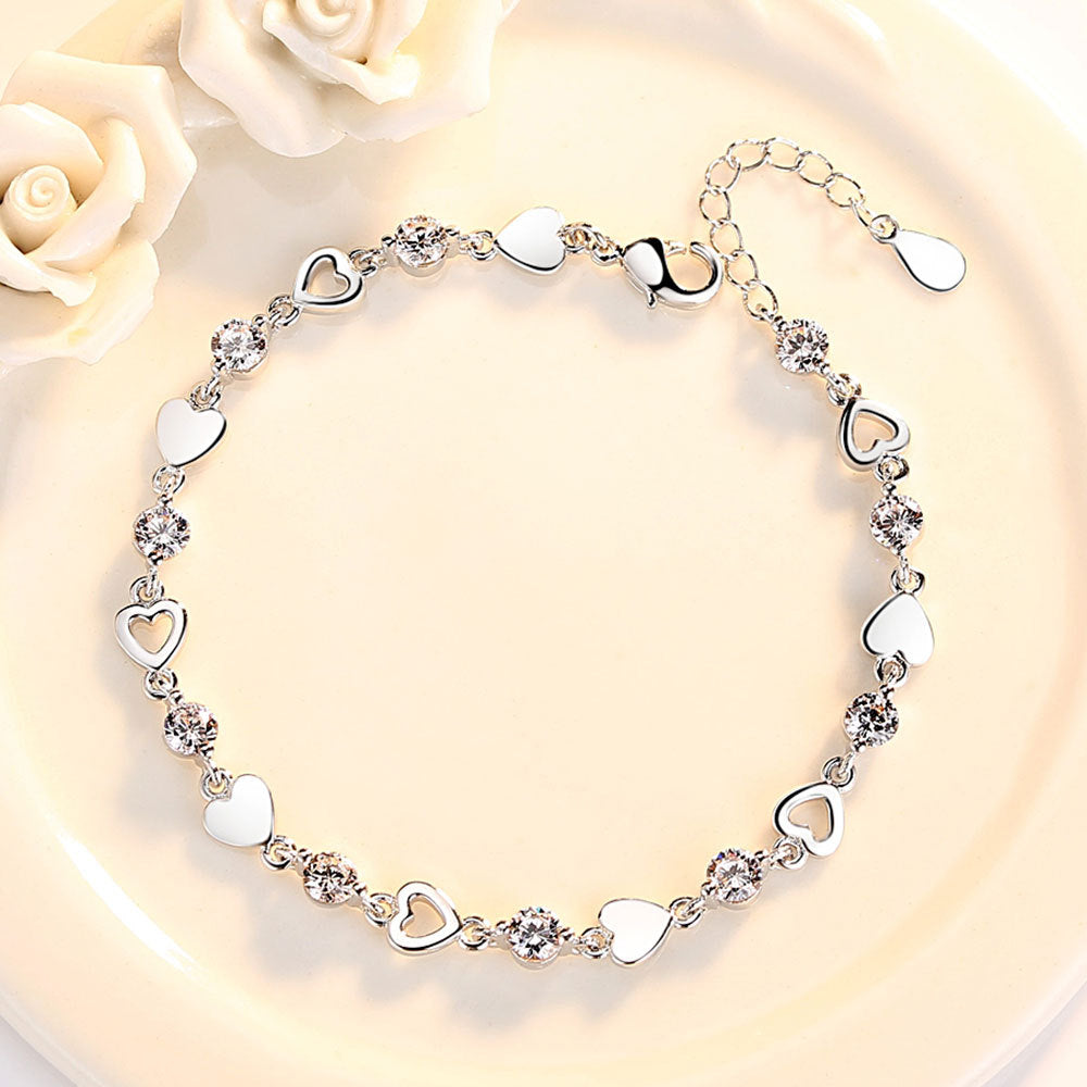 Women's Zircon Crystal Heart-shaped Bracelet