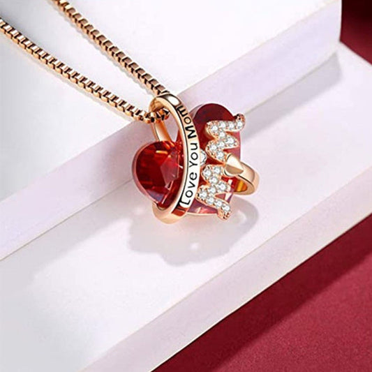 Red Crystal Love MOM Pendant