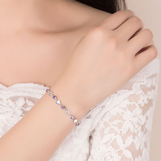 Women's Zircon Crystal Heart-shaped Bracelet