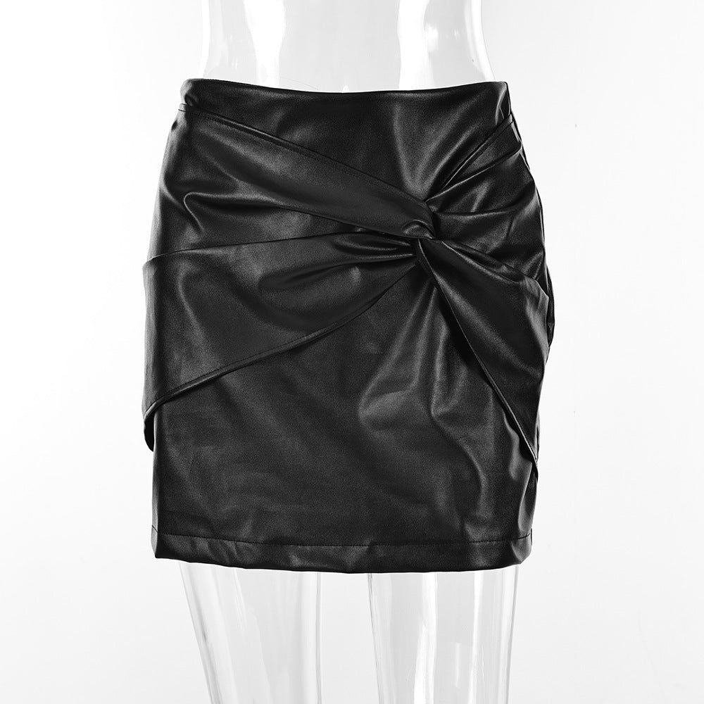 Women's Versatile Casual High Waist Play Leather Skirt