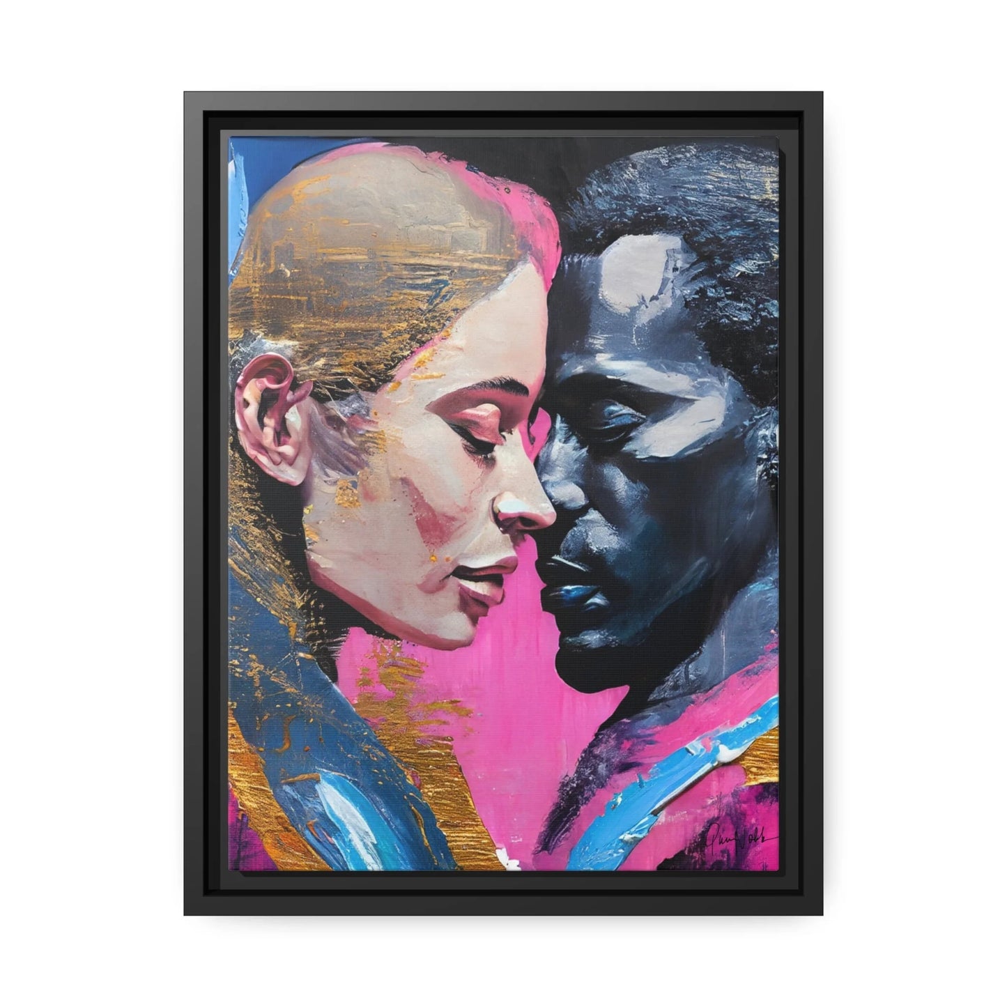 MODERN COUPLE ROMACE PORTRAIT Canvas Wall Art - by Queennoble