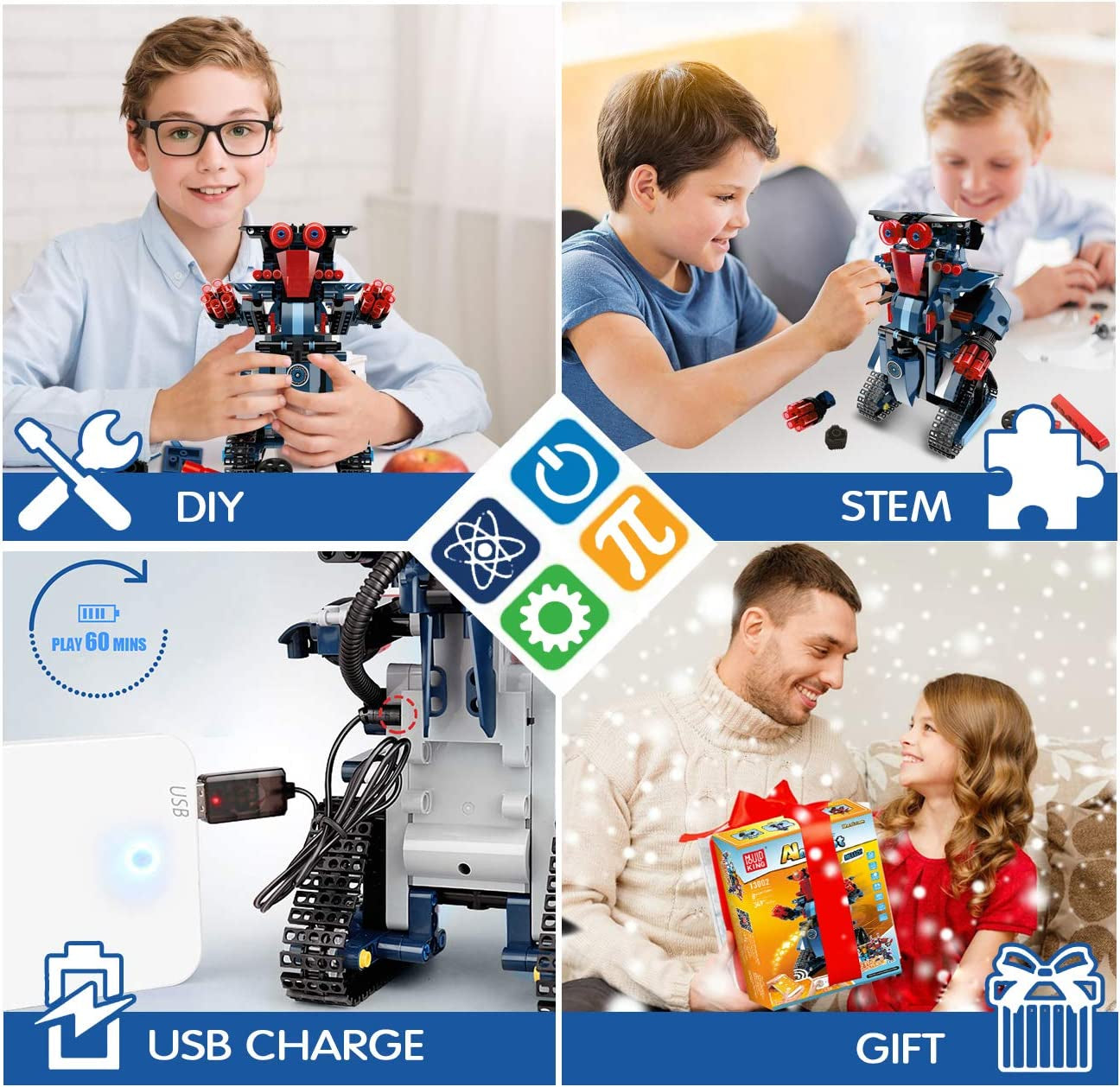 STEM Robot Building Kit,  Remote and APP Controlled Educational Robots Science Kits STEM Projects for Kids Ages 8-12 Rechargeable Learning Building Toys for Boys Girls Gift