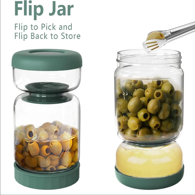 34Oz Glass Jug Pickles Jar with Strainer Lid Hourglass Airtight Pickle Container Separator for Pickling Fermenting Storing Olive