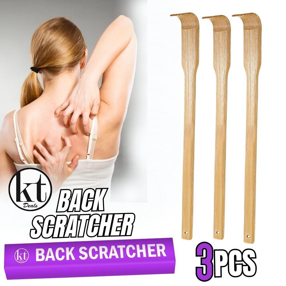 3pcs Natural Bamboo Back Scratcher Long Handle Pick Itch Relief Handcraft Tools