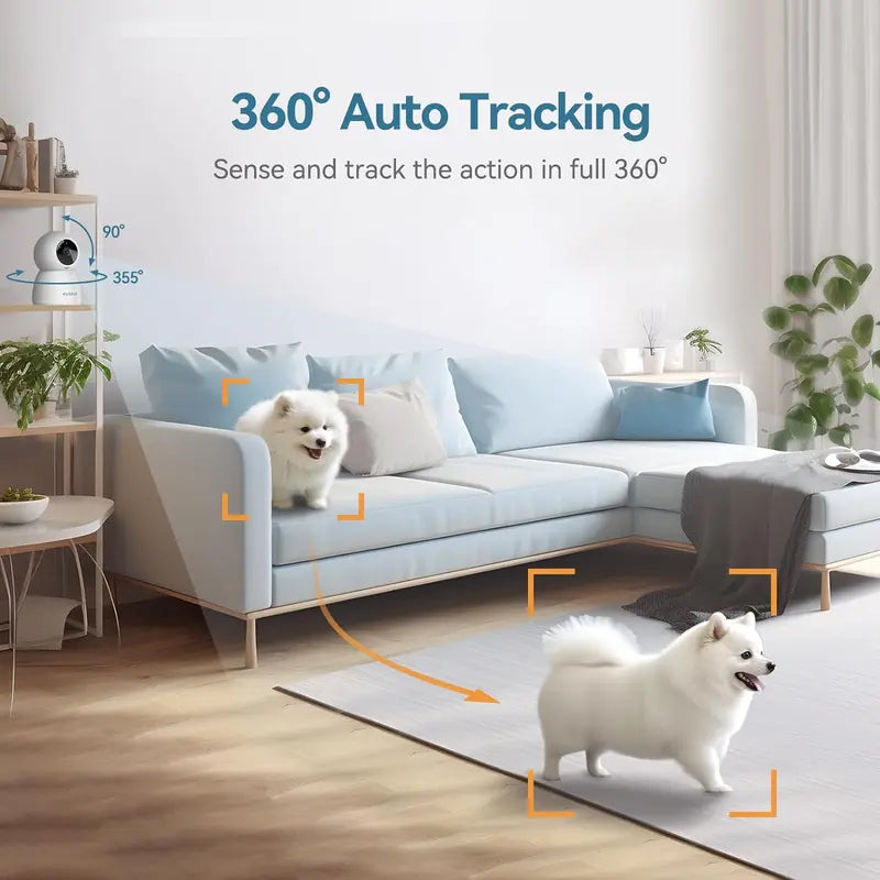 Smart Camera on Yazs Tiktok Wired 2MP Horizontal Tilt Zoom, 360° Motion Tracking, Colour Night Vision, Indoor/Outdoor Lp65-Rated, Wifi, Two-Way Audio, Compatible with Alexa and Googleassistant for Pet/Baby Monitors/Security Systems