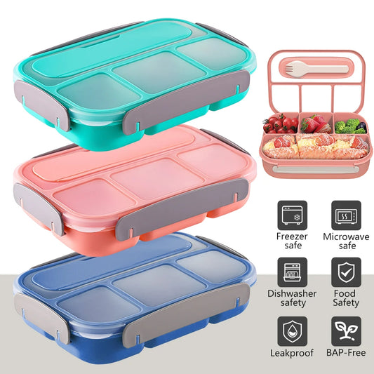 1300ML Microwave Lunch Box Bento Box Spoon Dinnerware Portable Food Storage Container for Children Kids School Adults Office
