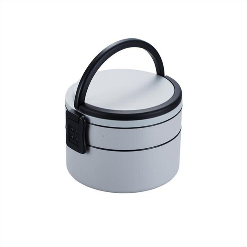 Double Layered Lunch Box with Spoon Microwave Japan Bento Box Simple Style Portable Large Capacity Food Box for School Kids