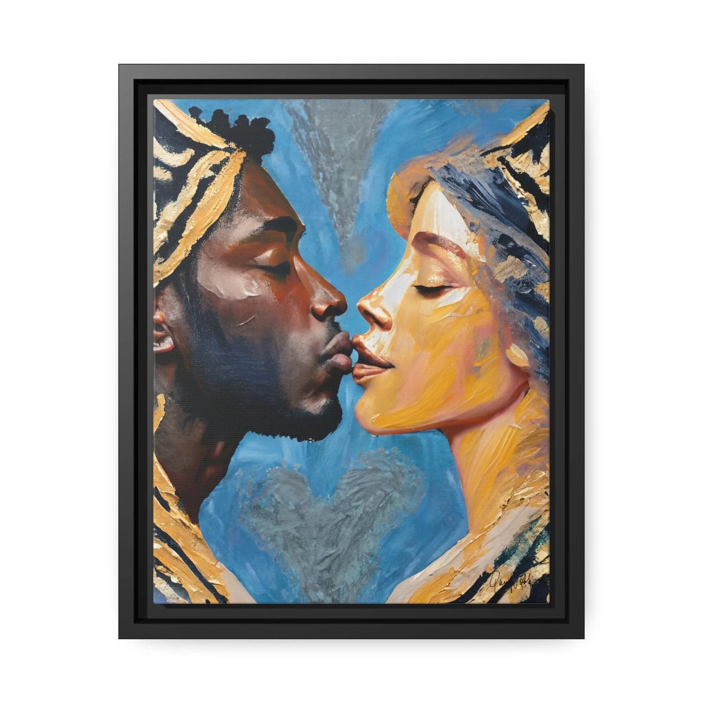 THE COUPLE KISS Canvas Wall Art - by Queennoble