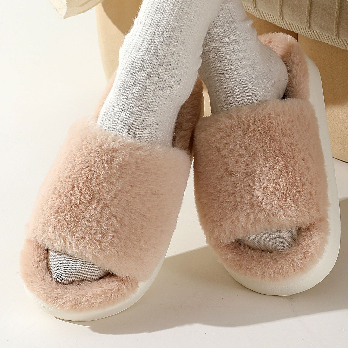 Thick-soled Eva Fluffy Slippers Women's