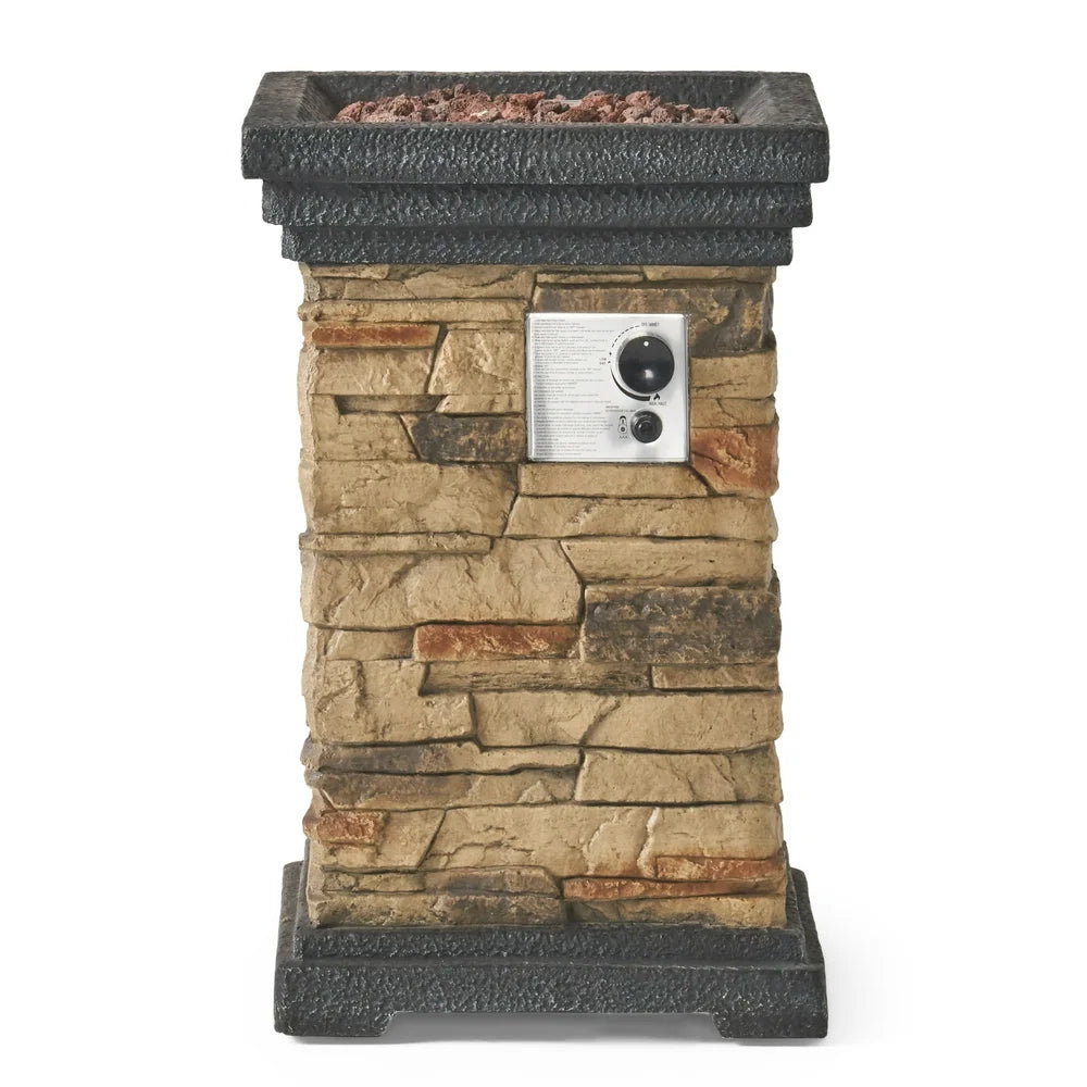 Fox 19.50" MGO Fire Column - 40,000 BTU, Natural Stone