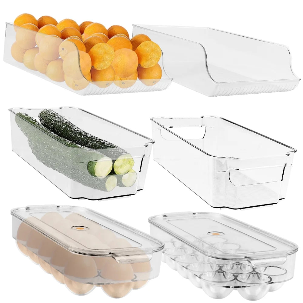 Clear Plastic Fridge Organizer Bins - 7-Piece Set for Refrigerator, Freezer, Kitchen Cabinet - Bpa-Free Pantry Storage for Fruits, Vegetables, Eggs, Drinks