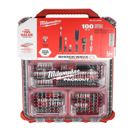 48-32-4082 SHOCKWAVE Impact Duty Alloy Steel Screw Driver Bit Set with PACKOUT Case (100-Piece)