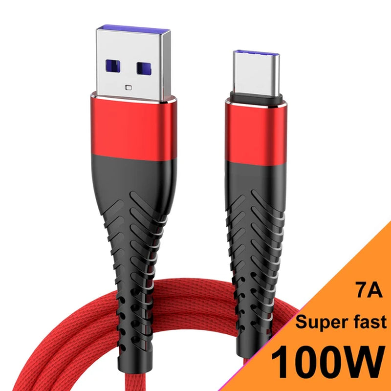 USB C Cable 7A Fast Charging 100W Type C Cable for Samsung S22 S23 Ultra Xiaomi 13 Redmi Oneplus Mobile Phone Charger Data Wire