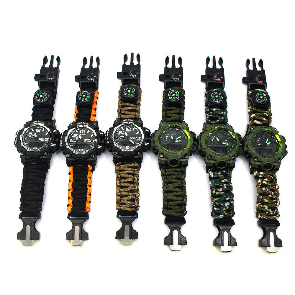 Outdoor Waterproof Multifunctional Climbing Watch Parachute Cord Unisex Emergency Survival Watch