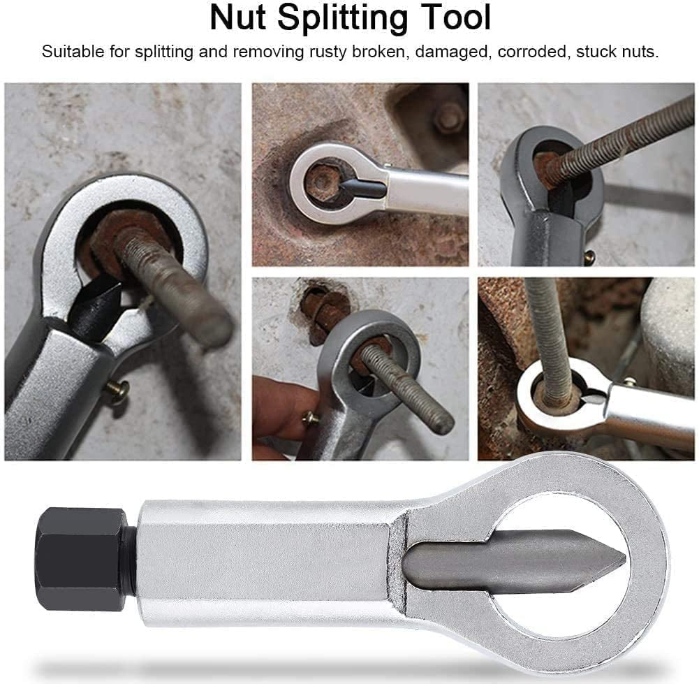 Metal Nut Splitter Breaker 3.15'' Long, Hand-Held Nut Splitter Cracker, 0.35''-0.47'' Diameter Universal Nut Cracker Remover Splitting Set for Rusted Broken Damaged Corroded Stuck Nuts