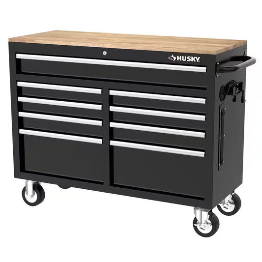 Tool Storage 46 In. W Gloss Black Mobile Workbench Cabinet