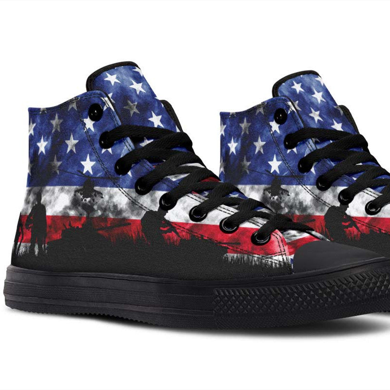 Men's Fashion Color Printing High-top Canvas Shoes