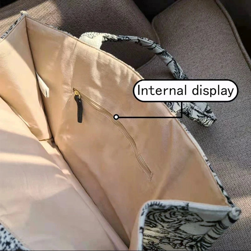 New Fashion Shoulder Bags Women Canvas Bag Embroidery Large Capacity Tote Bag Portable Shopping Bag Crossbody Handbag Small