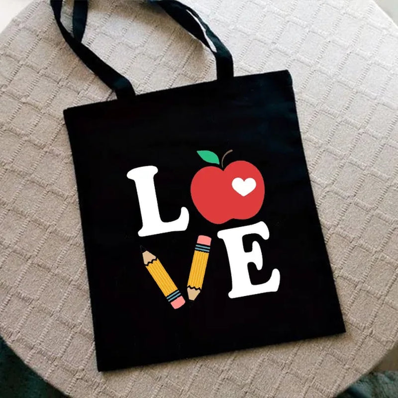 Teacher Love Inspire Women Shopper Shopping Bag Canvas Shoulder Bag Female Handbags Reusable Foldable Storage Tote Bag Best Gift