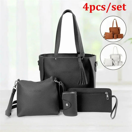 4Pcs/Set Crossbody Bags Women Bag Set Pattern Leather Shoulder Bags Purse Ladies PU Crossbody Bag