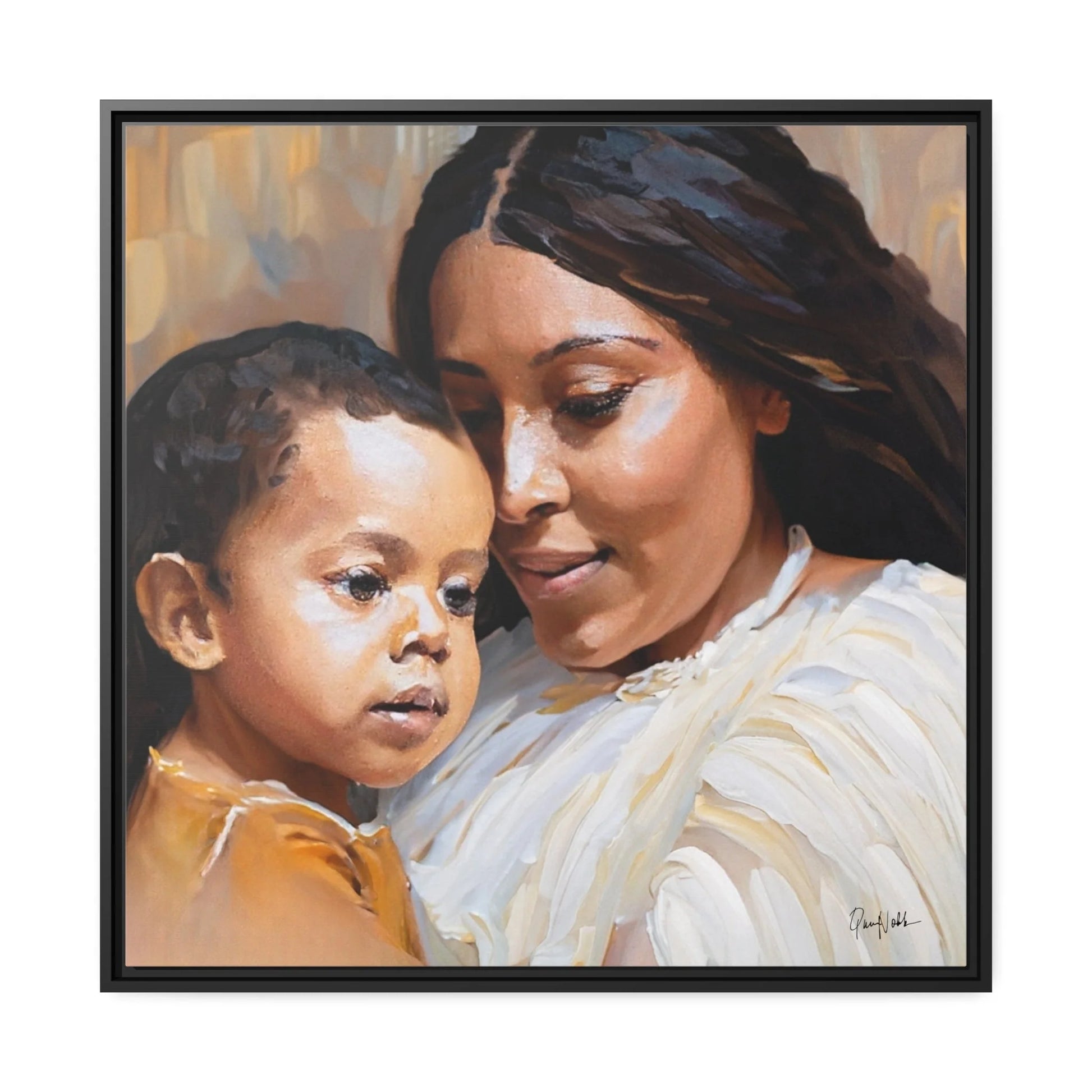 Mother and Child Portrait 2 Canvas Wall Art with Frame - Queennoble