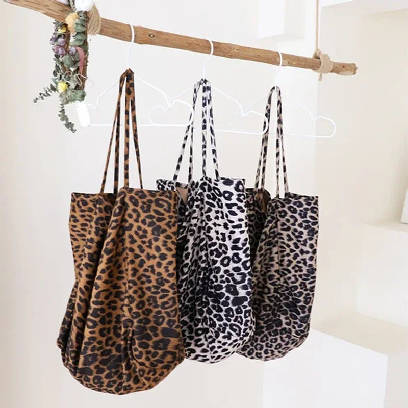 Oversize Casual Leopard Tote Bags Women Big Jumbo Fabric Reusable Shopping Slouch Bag Handbag Female Leisure Daily Shoulder Bag