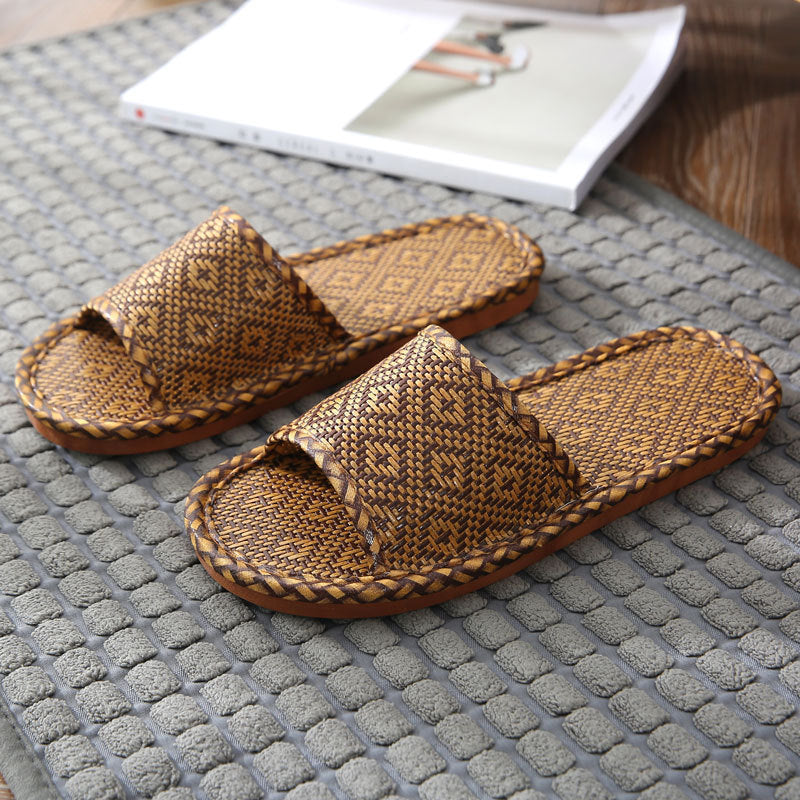 Soft Bottom Couple Straw Mat Slippers