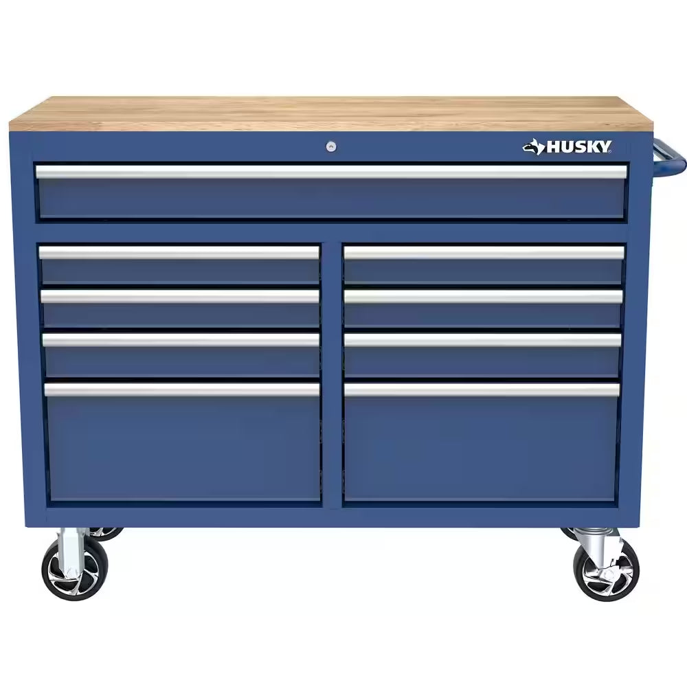 Tool Storage 46 In. W Gloss Blue Mobile Workbench Cabinet